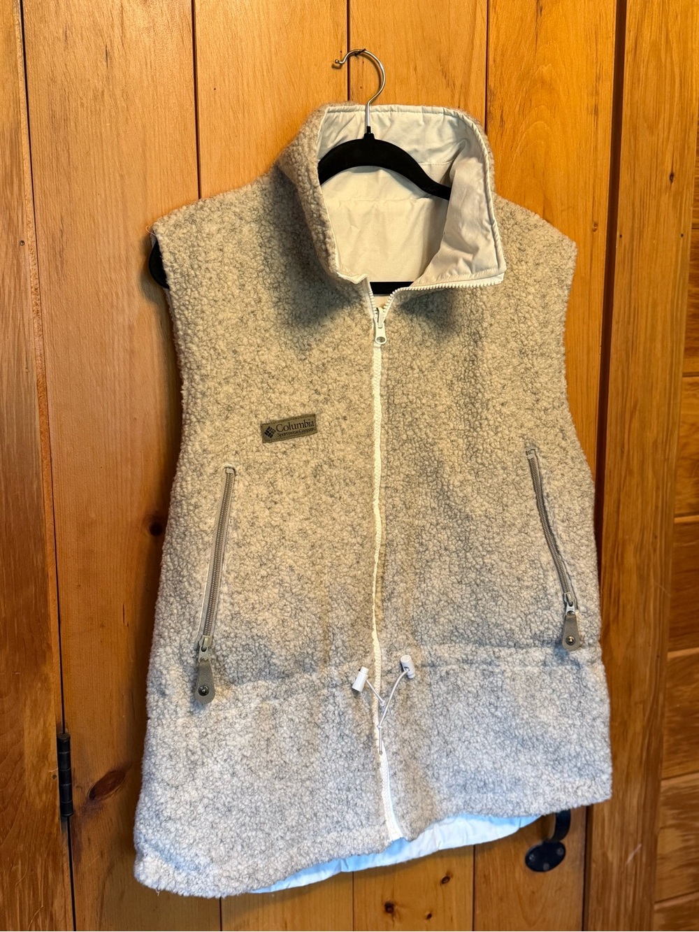 Vintage Columbia Reversible Sherpa Fleece Vest Women’s M Cream